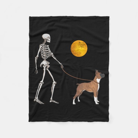 Boxer Skelet Hond Loop Halloween Kostuum Fleece Deken (Voorkant)
