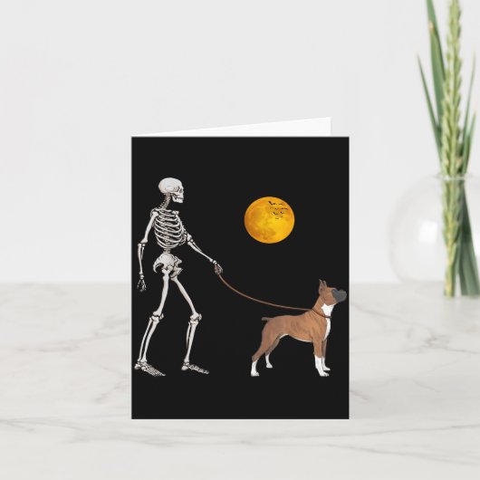 Boxer Skelet Hond Loop Halloween Kostuum Kaart (Voorkant)