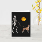 Boxer Skelet Hond Loop Halloween Kostuum Kaart (Gele Bloem)