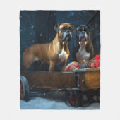 Boxer Sneeuw Slede Kerst Decoratie Fleece Deken (Voorkant)