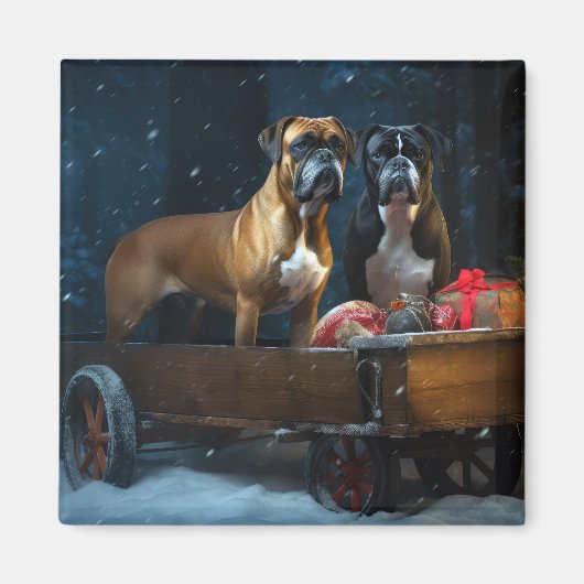 Boxer Sneeuw Slede Kerst Decoratie Magneet (Voorkant)