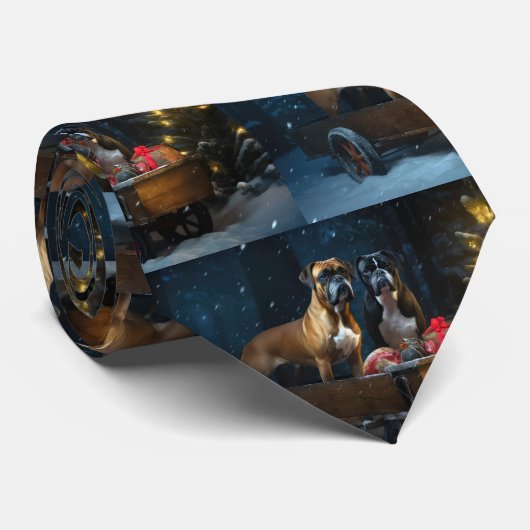 Boxer Sneeuw Slede Kerst Decoratie Stropdas (Opgerold)