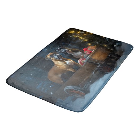 Boxer Sneeuwslee Kerstmisdecor Badmat (Gekanteld)