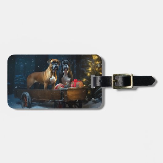 Boxer Sneeuwslee Kerstmisdecor Bagagelabel (Voorkant horizontaal)