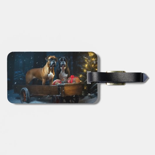 Boxer Sneeuwslee Kerstmisdecor Bagagelabel (Achterkant horizontaal)