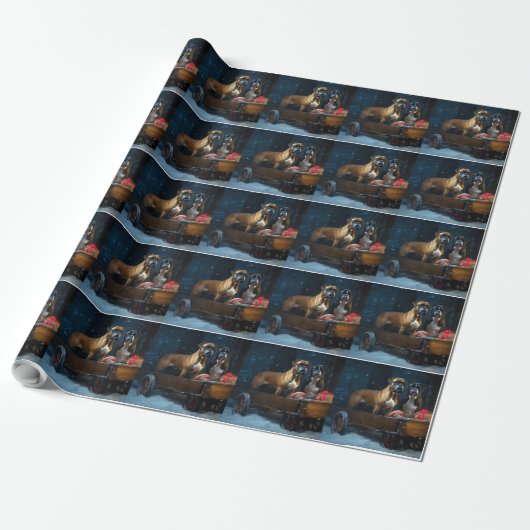 Boxer Sneeuwslee Kerstmisdecor Cadeaupapier (Uitgerold)