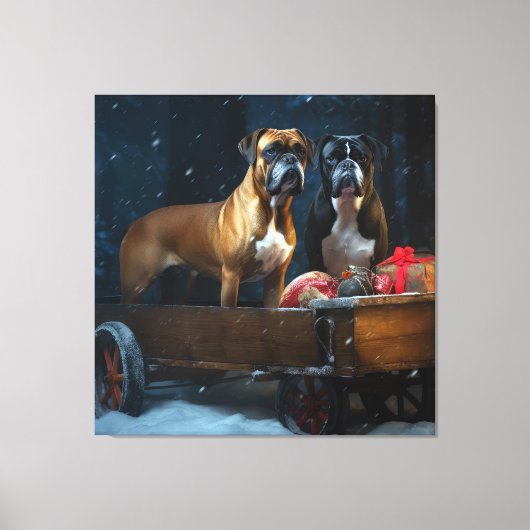 Boxer Sneeuwslee Kerstmisdecor Canvas Afdruk (Voorkant)