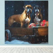 Boxer Sneeuwslee Kerstmisdecor Canvas Afdruk (Insitu (Houten vloer))