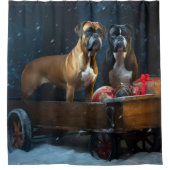 Boxer Sneeuwslee Kerstmisdecor Douchegordijn (Voorkant)