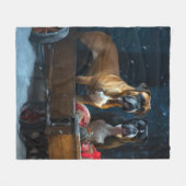 Boxer Sneeuwslee Kerstmisdecor Fleece Deken (Voorkant (Horizontaal))