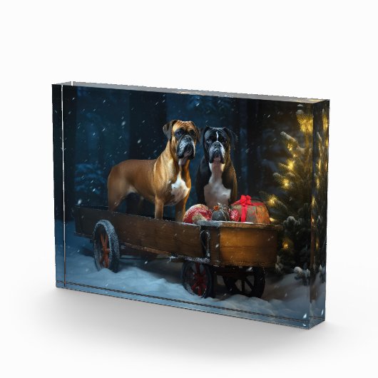 Boxer Sneeuwslee Kerstmisdecor Fotoblokken (Rechts)