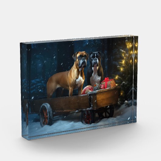 Boxer Sneeuwslee Kerstmisdecor Fotoblokken (Links)