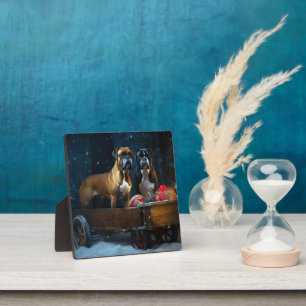 Boxer Sneeuwslee Kerstmisdecor Fotoplaat