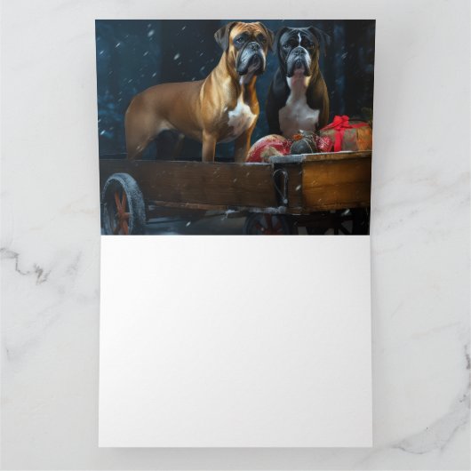 Boxer Sneeuwslee Kerstmisdecor Kaart (Binnen)