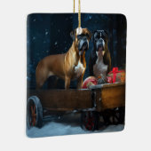 Boxer Sneeuwslee Kerstmisdecor Keramisch Ornament (Rechts)