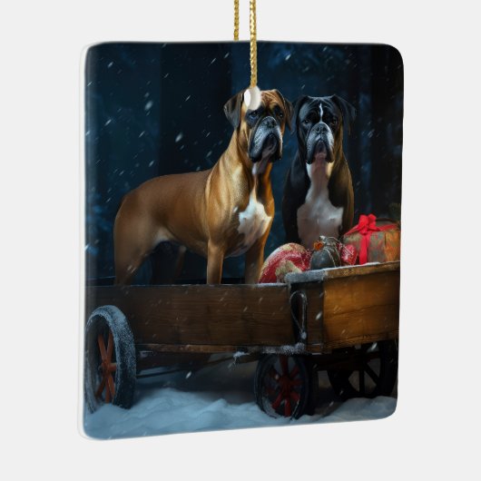 Boxer Sneeuwslee Kerstmisdecor Keramisch Ornament (Rechts)