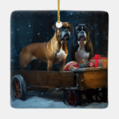 Boxer Sneeuwslee Kerstmisdecor Keramisch Ornament (Achterkant)