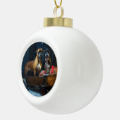 Boxer Sneeuwslee Kerstmisdecor Keramische Bal Ornament (Rechts)