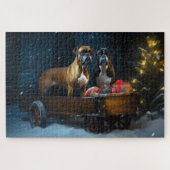 Boxer Sneeuwslee Kerstmisdecor Legpuzzel (Horizontaal)