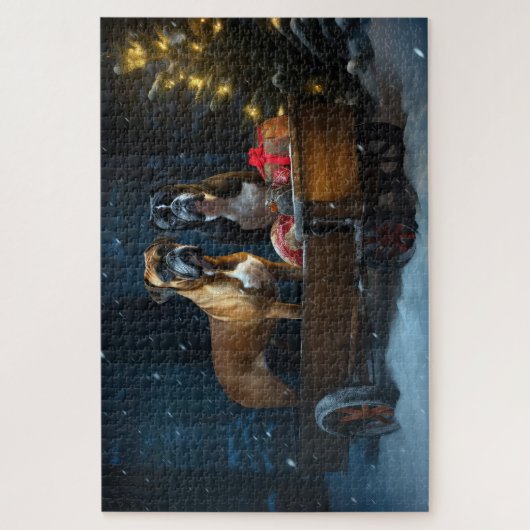 Boxer Sneeuwslee Kerstmisdecor Legpuzzel (Verticaal)