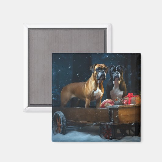 Boxer Sneeuwslee Kerstmisdecor Magneet (Voorkant / Achterkant)