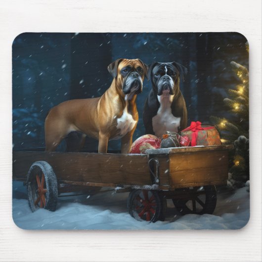 Boxer Sneeuwslee Kerstmisdecor Muismat (Voorkant)