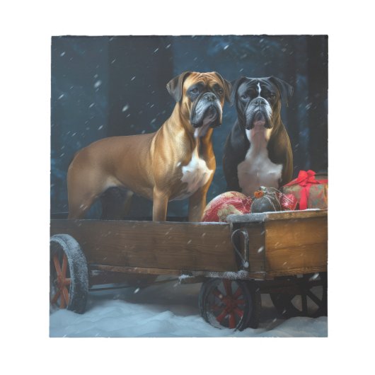 Boxer Sneeuwslee Kerstmisdecor Notitieblok (Voorkant)