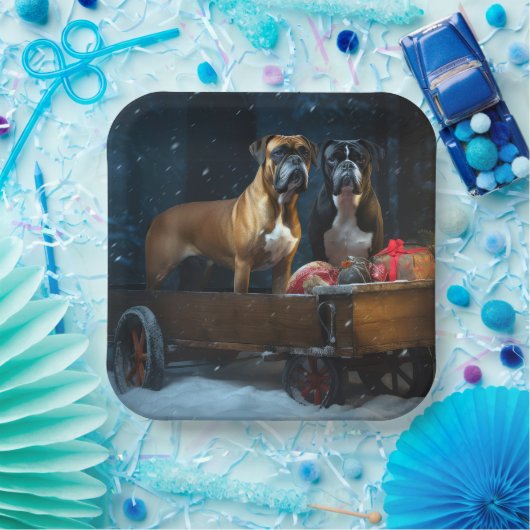 Boxer Sneeuwslee Kerstmisdecor Papieren Bordje (Feest)