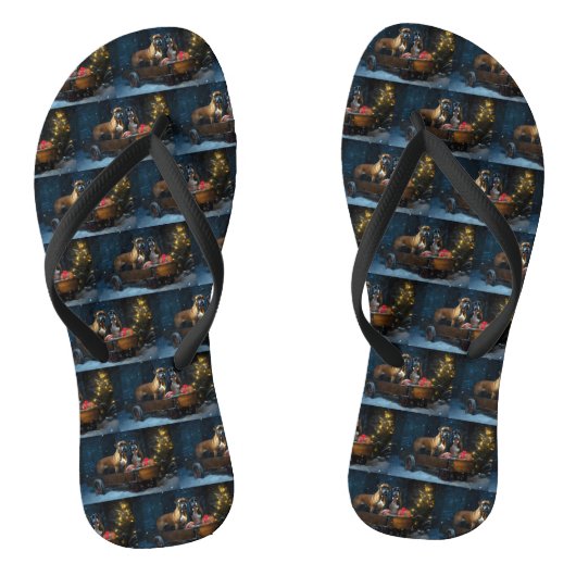 Boxer Sneeuwslee Kerstmisdecor Teenslippers (Voetbed)