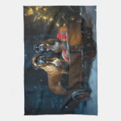 Boxer Sneeuwslee Kerstmisdecor Theedoek (Verticaal)