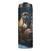 Boxer Sneeuwslee Kerstmisdecor Thermosbeker (Voorkant)