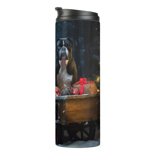 Boxer Sneeuwslee Kerstmisdecor Thermosbeker (Geroteerd rechts)