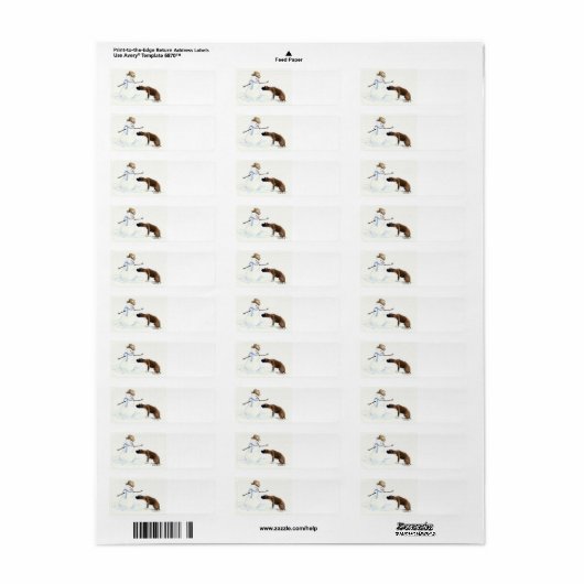 Boxer & Snowman Dog Art Return Address Labels (Full Sheet)
