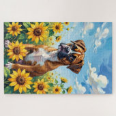 Boxer Spring Sunflower Field Dog Legpuzzel (Horizontaal)