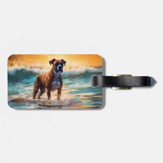 Boxer strand surfen schilderij bagagelabel (Achterkant horizontaal)