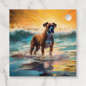 Boxer strand surfen schilderij bedankjes labels (Achterkant)