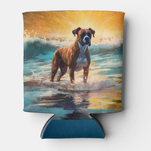 Boxer strand surfen schilderij blikjeskoeler (Voorkant)