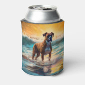 Boxer strand surfen schilderij blikjeskoeler (Blikje Achterkant)