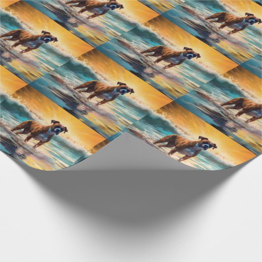 Boxer strand surfen schilderij cadeaupapier (Hoek)