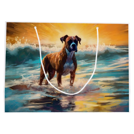 Boxer strand surfen schilderij groot cadeauzakje (Achterkant)