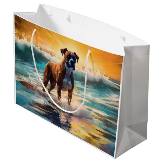 Boxer strand surfen schilderij groot cadeauzakje (Achterkant Gekanteld)