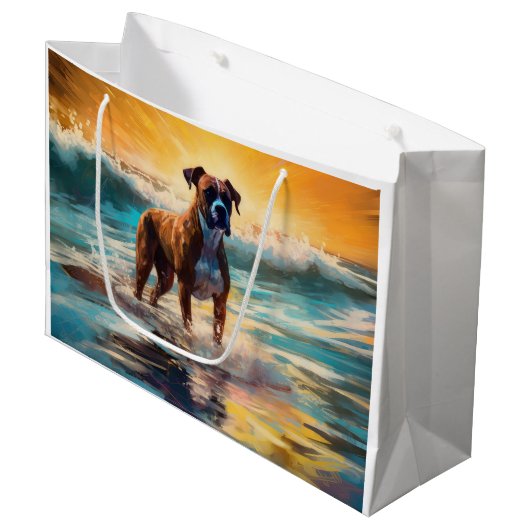 Boxer strand surfen schilderij groot cadeauzakje (Voorkant Gekanteld)