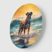 Boxer strand surfen schilderij grote klok (Hoek)