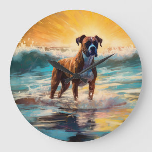 Boxer strand surfen schilderij grote klok