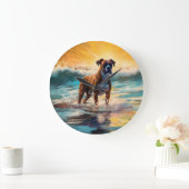 Boxer strand surfen schilderij grote klok (Huis)
