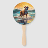 Boxer strand surfen schilderij handwaaier (Achterkant)