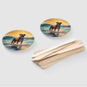 Boxer strand surfen schilderij handwaaier (Niet-gemonteerd)