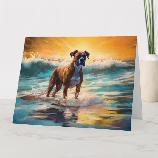 Boxer strand surfen schilderij kaart (Voorkant)