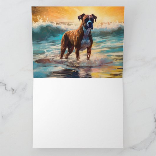 Boxer strand surfen schilderij kaart (Binnen)