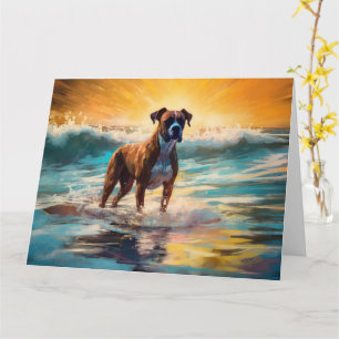 Boxer strand surfen schilderij kaart